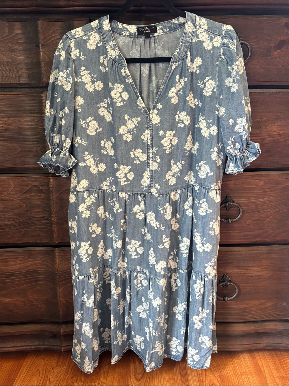 Velvet Heart Los Angeles Chambray Floral Dress Size Large, 100% Tencel